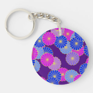 Motif floral Art Déco - violet, bleu et pourpre