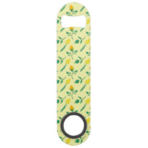 Motif floral avec rose jaune et fleurs de tulipe