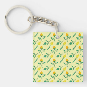 Motif floral avec rose jaune et fleurs de tulipe