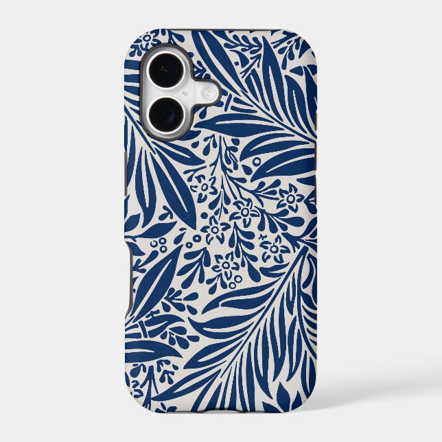 motif floral bleu avec feuilles et fleurs diverses (Verso)