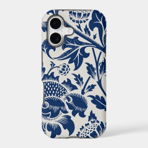Motif floral bleu complexe sur fond clair