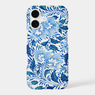 Motif floral bleu et blanc