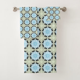 Motif floral bleu et crème décoratif 