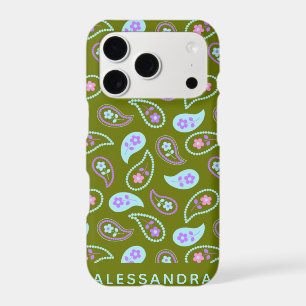 Motif floral bleu et vert Paisley Personnalisé