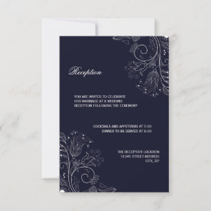 Motif floral bleu marine/blanc - Invitation de réc
