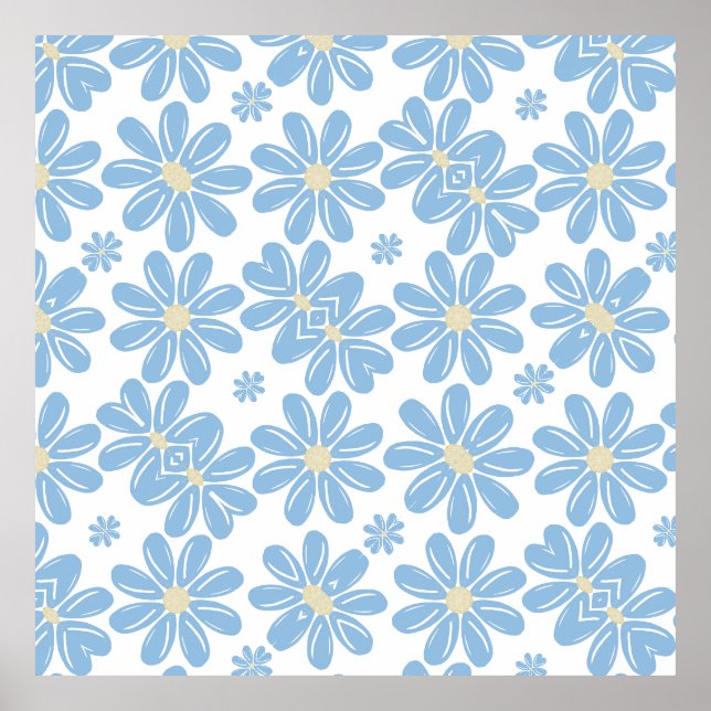 Motif Floral bleu - Poster (Devant)