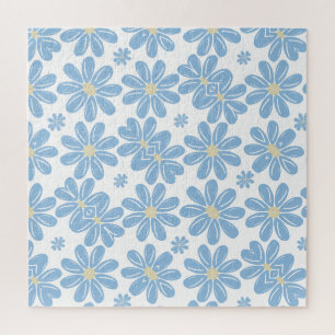 Motif floral bleu - Puzzle japonais
