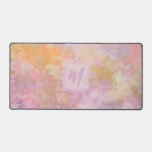 Motif floral bohème pastel, monogramme script chic