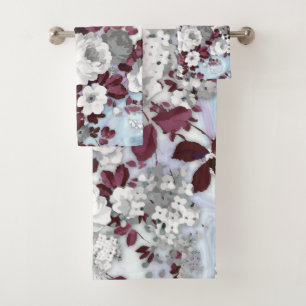 Motif floral boho burgunch blanc pastel