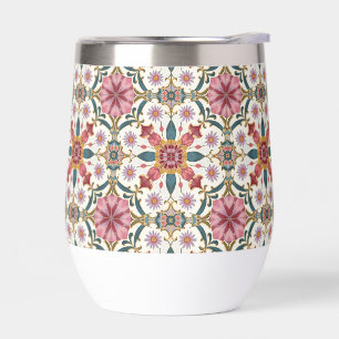 Motif floral boho en rouge, rose et sarcelle