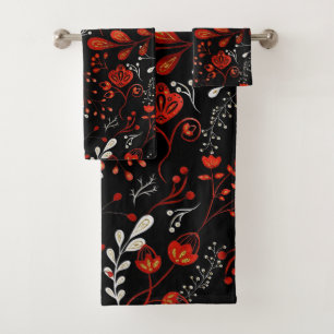 Motif floral complexe avec salle de bain dorée et