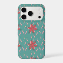 Motif floral corail tropical sur sarcelle 