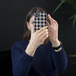 Motif floral Dahlia blanc sur fond noir