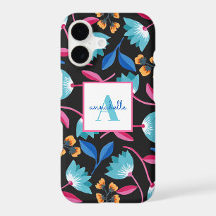 Motif floral d'art folklorique avec monogramme