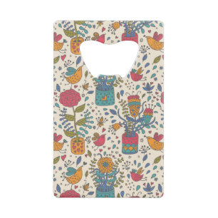 Motif floral de bande dessinée avec les oiseaux 2