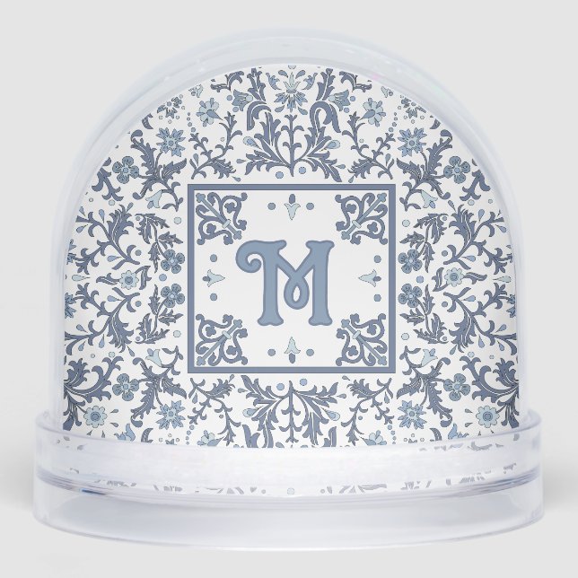 Motif floral de fantaisie bleu Monogramme (Avant)