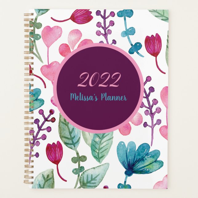 Motif floral de l'aquarelle de script Personnalise (Devant)