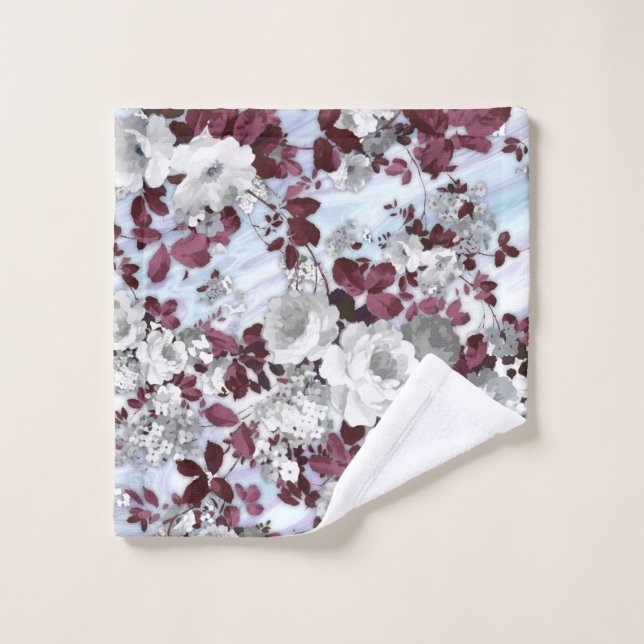 Motif floral de marbre en pastel blanc de Boho (Gant de toilette)