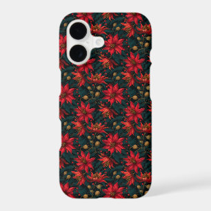 Motif floral de Noël rouge foncé