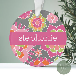 Motif floral de printemps coloré Nom personnalis