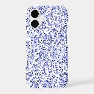 Motif floral de toile française bleue