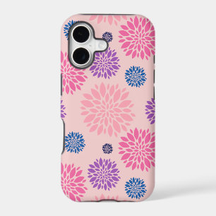 Motif floral décoratif rose violet et bleu
