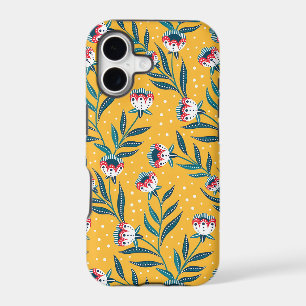 Motif floral élégant avec des points et des feuill