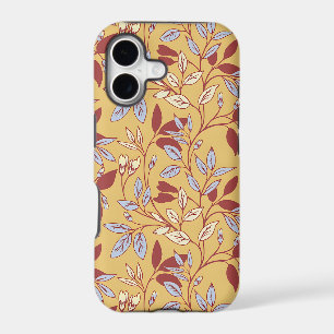 Motif floral élégant avec feuilles rouges et bleue