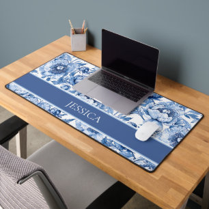 Motif floral élégant bleu et blanc de style chinoi