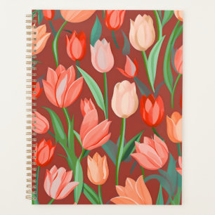 Motif floral élégant de tulipe – Printemps rouge e