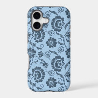 Motif floral élégant sur fond bleu clair