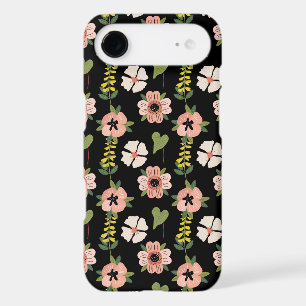 Motif floral élégant sur fond noir Botanique chi