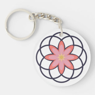 Motif floral en acrylique rose et bleu marine