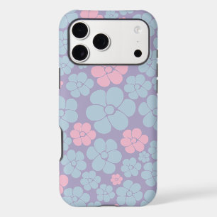 Motif floral en bleu, lilas et rose