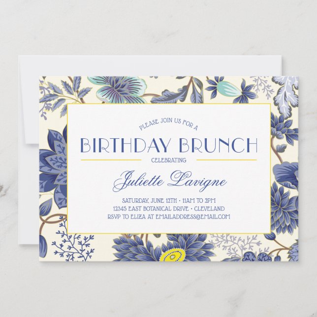 Motif floral en Invitation jaune et bleu (Devant)