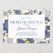 Motif floral en Invitation jaune et bleu