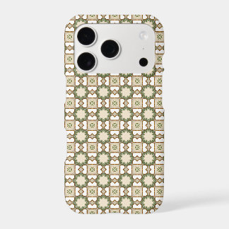 Motif floral géométrique vert olive vintage
