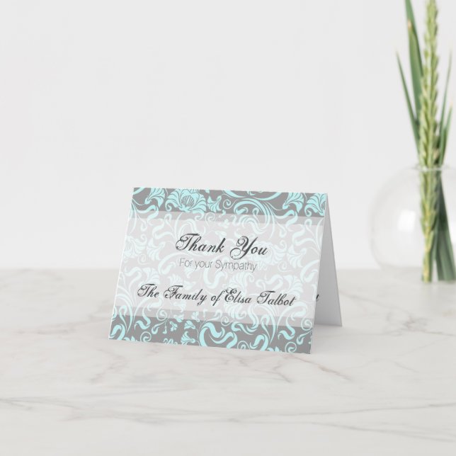 Motif Floral gris bleu Sympathie Merci N carte (Devant)