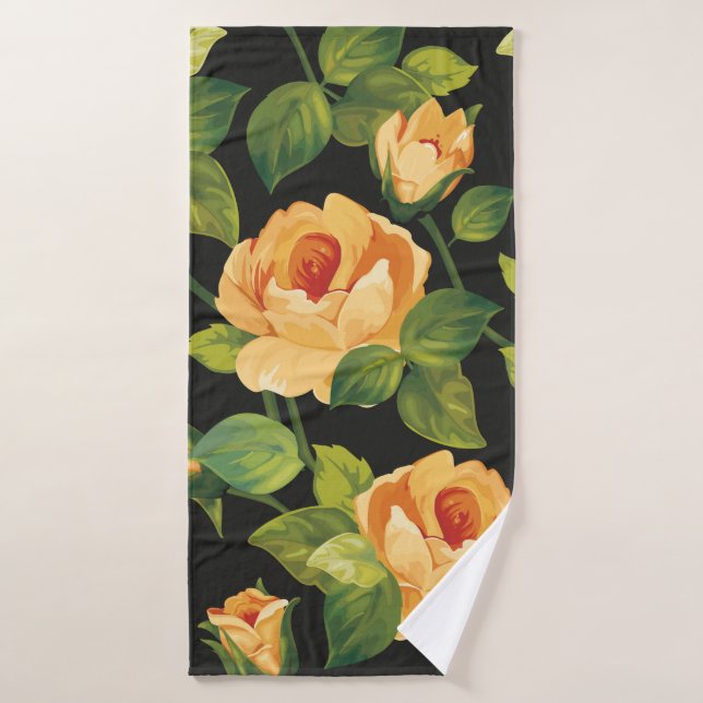 Motif floral incomparable avec de beaux roses (Serviette de bain)