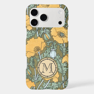 Motif floral jaune coquelicot vintage monogramme