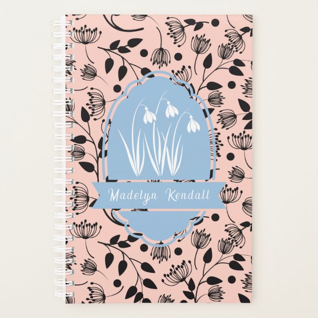 Motif floral laurentien rose pâle nom personnalisé (Devant)