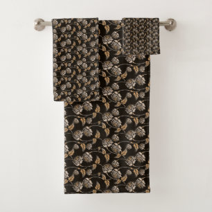Motif floral noir et beige moderne élégant