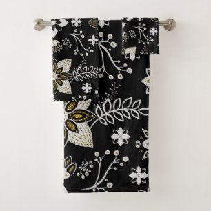 Motif floral noir et blanc orné