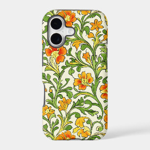 Motif floral orange et jaune Art Nouveau