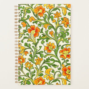 Motif floral orange et jaune Art Nouveau