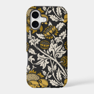 Motif floral orné avec de grandes fleurs dorées