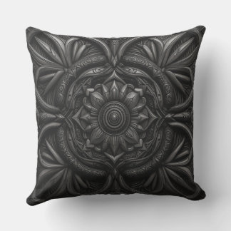 Motif floral orné sombre mystique Coussin