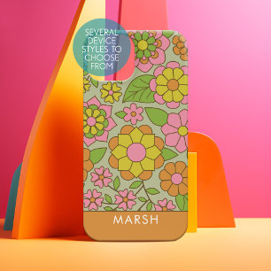 Motif Floral Pastel Coloré Funky - Monogramme
