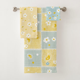 Motif floral rétro Daisy jaune et bleu
