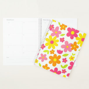Motif floral rétro rose et jaune de l'été lumineux